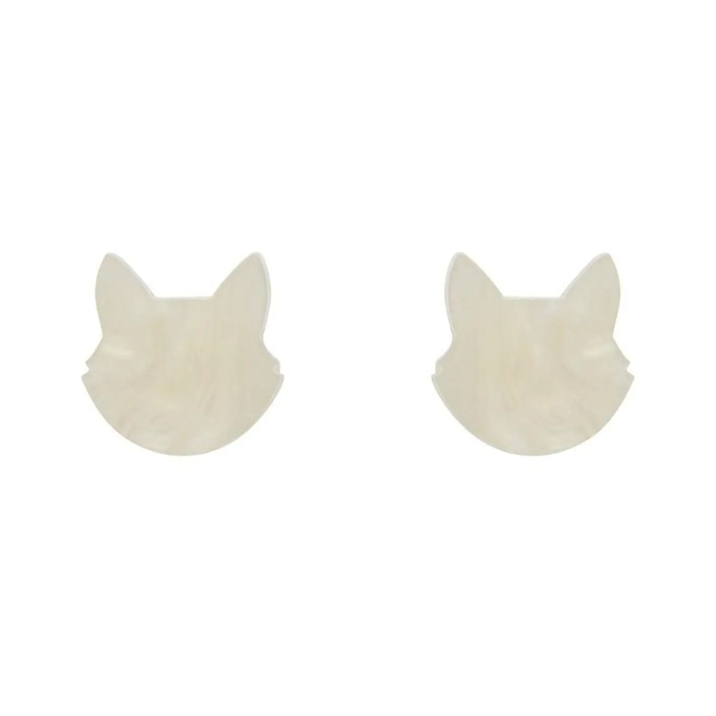Cat Head Ripple Resin Stud Earrings - White