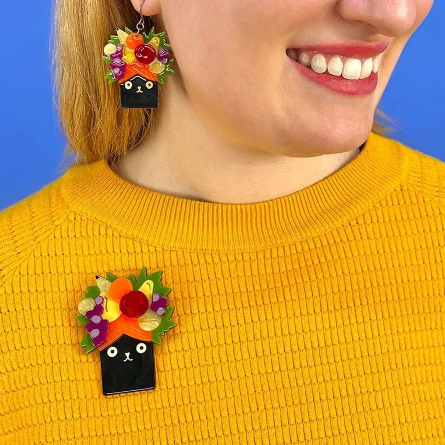 Catmen Miranda Brooch