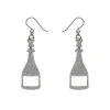 Champagne Glitter Drop Earrings - Silver