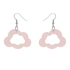 Cloud Glitter Resin Drop Earrings - Pink