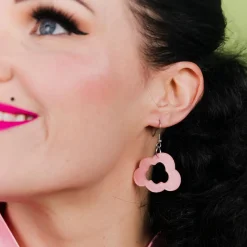 Cloud Glitter Resin Drop Earrings - Pink