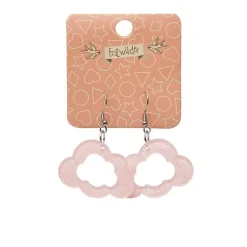 Cloud Glitter Resin Drop Earrings - Pink