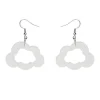Cloud Glitter Resin Drop Earrings - White