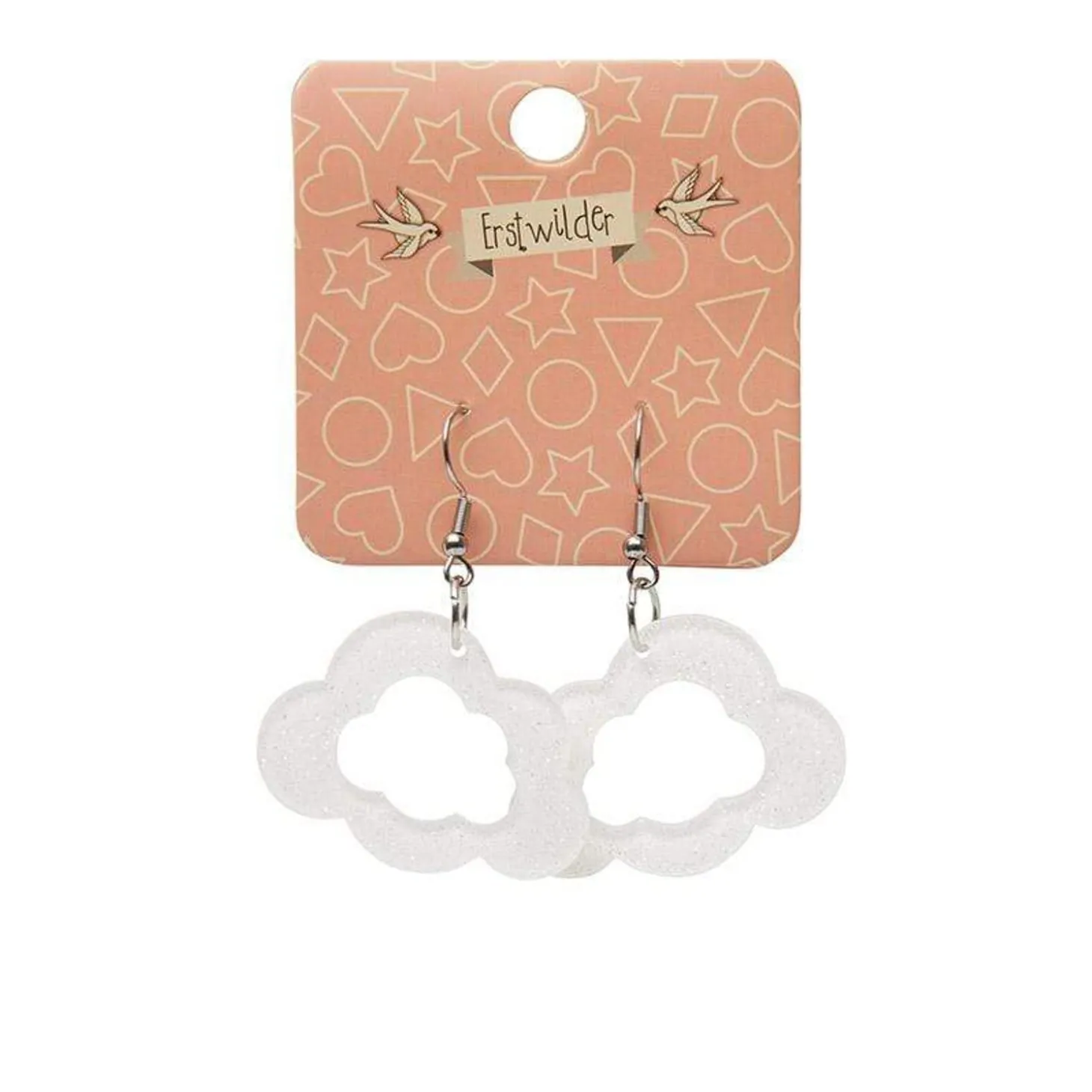 Cloud Glitter Resin Drop Earrings - White
