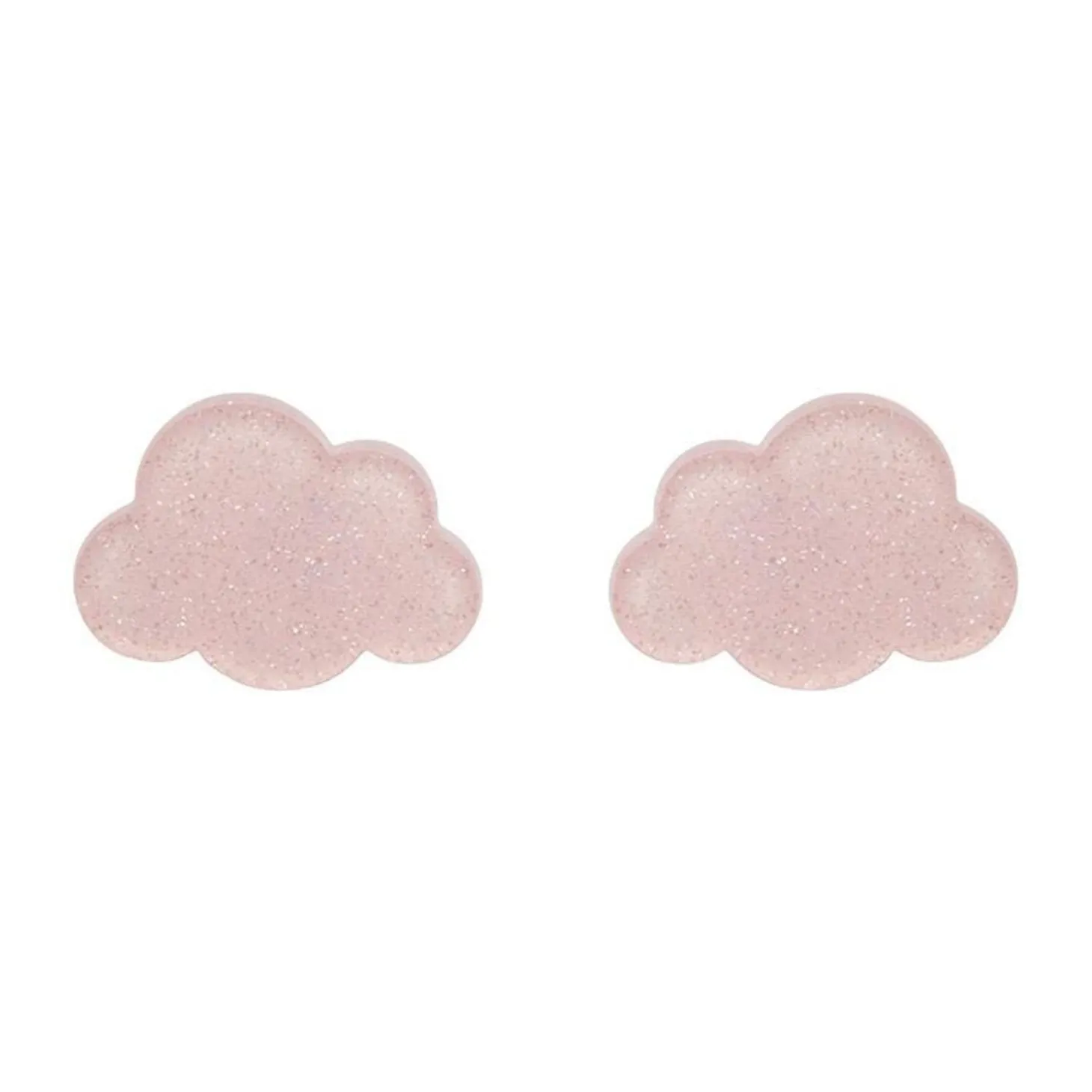 Cloud Glitter Resin Stud Earrings - Pink