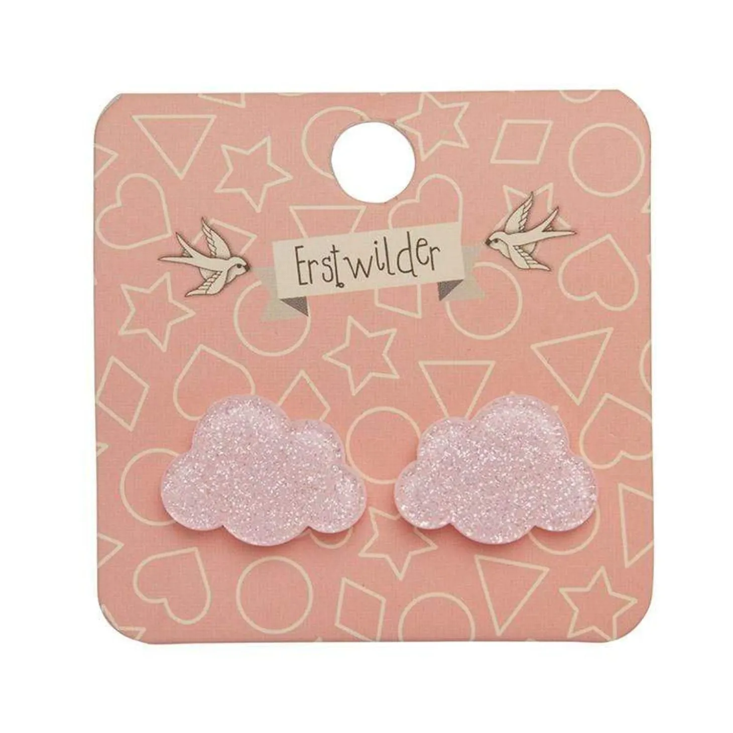 Cloud Glitter Resin Stud Earrings - Pink