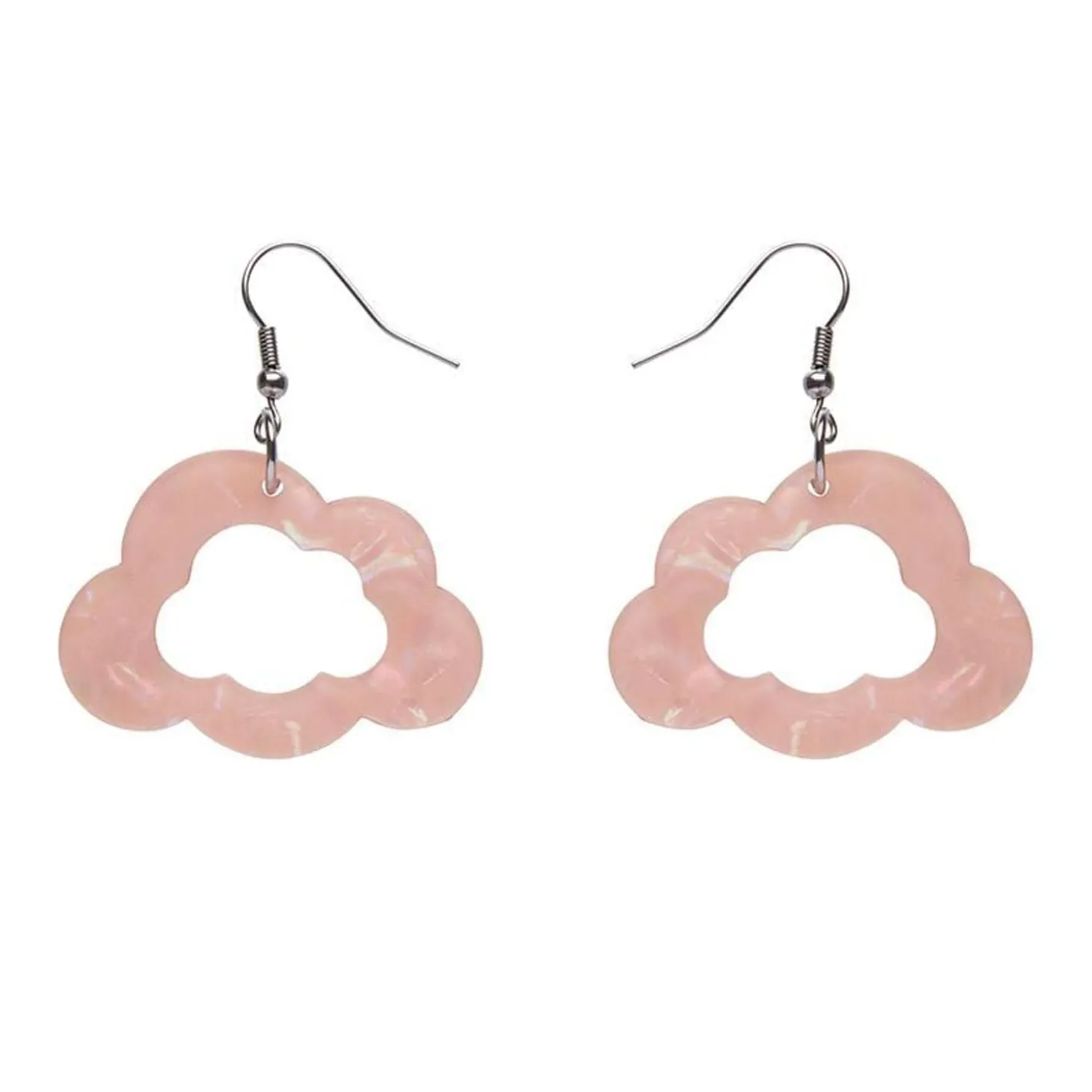 Cloud Solid Glitter Resin Drop Earrings - Pink