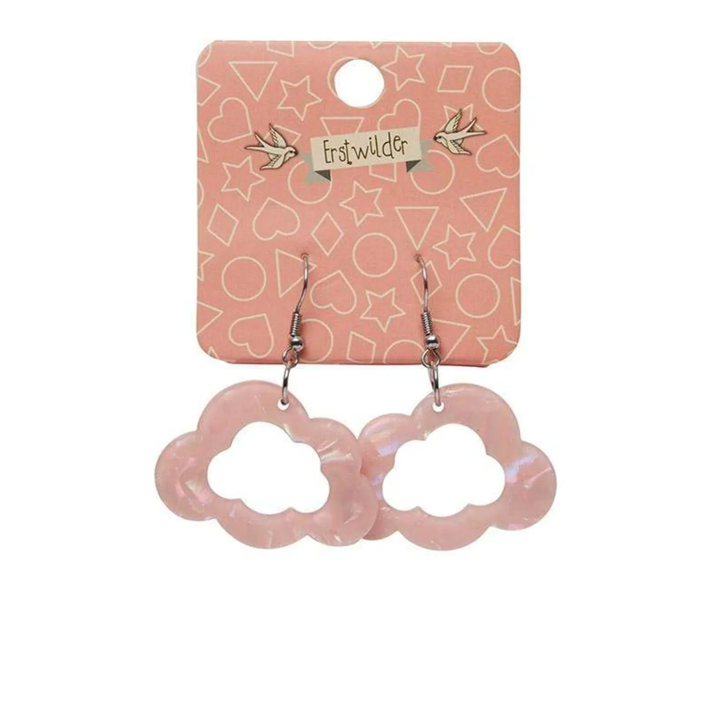 Cloud Solid Glitter Resin Drop Earrings - Pink