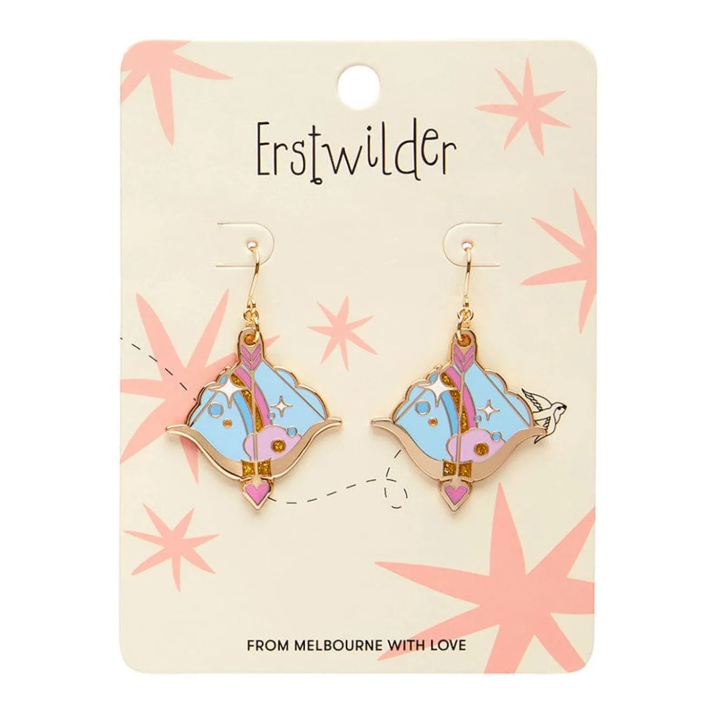 Cupid'S Aim Enamel Drop Earrings