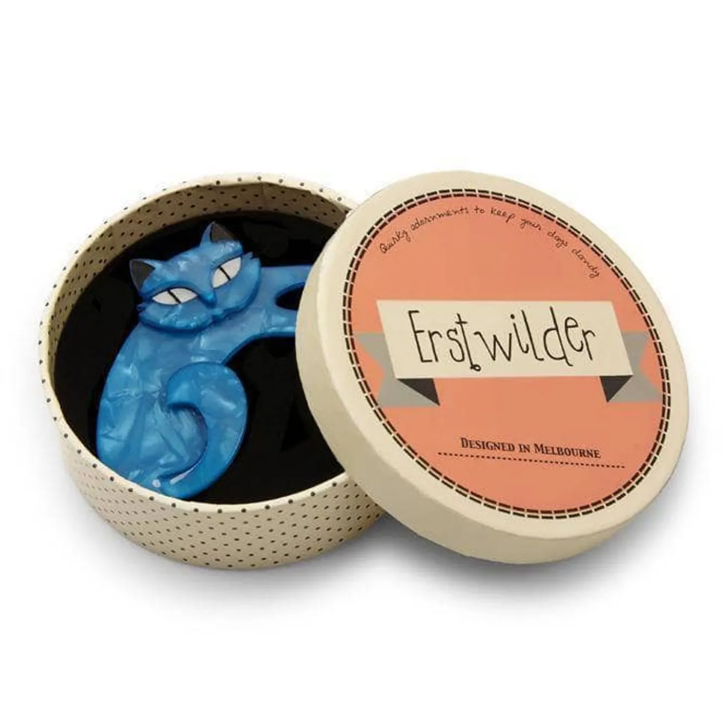 Curling Cassandra Cat Brooch