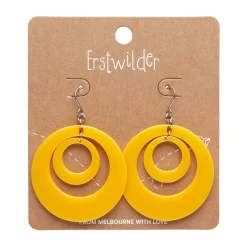 Double Hoop Solid Drop Earrings - Yellow