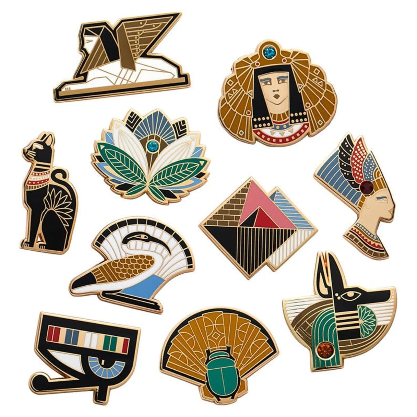 Egyptian Revival Enamel Pin Pack - 10 Piece