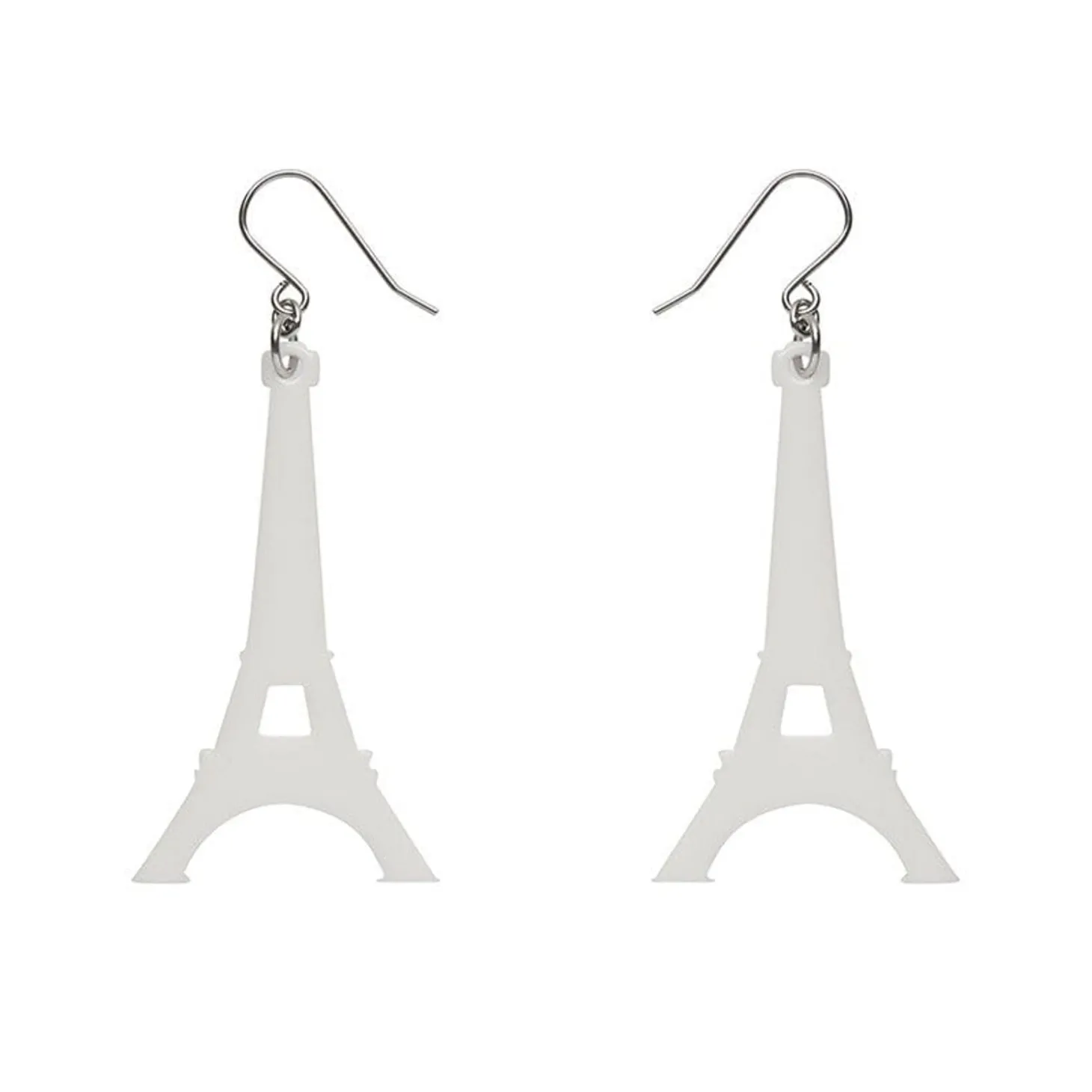 Eiffel Tower Solid Resin Drop Earrings - White
