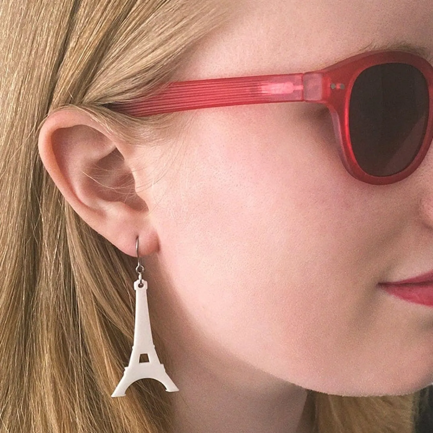 Eiffel Tower Solid Resin Drop Earrings - White