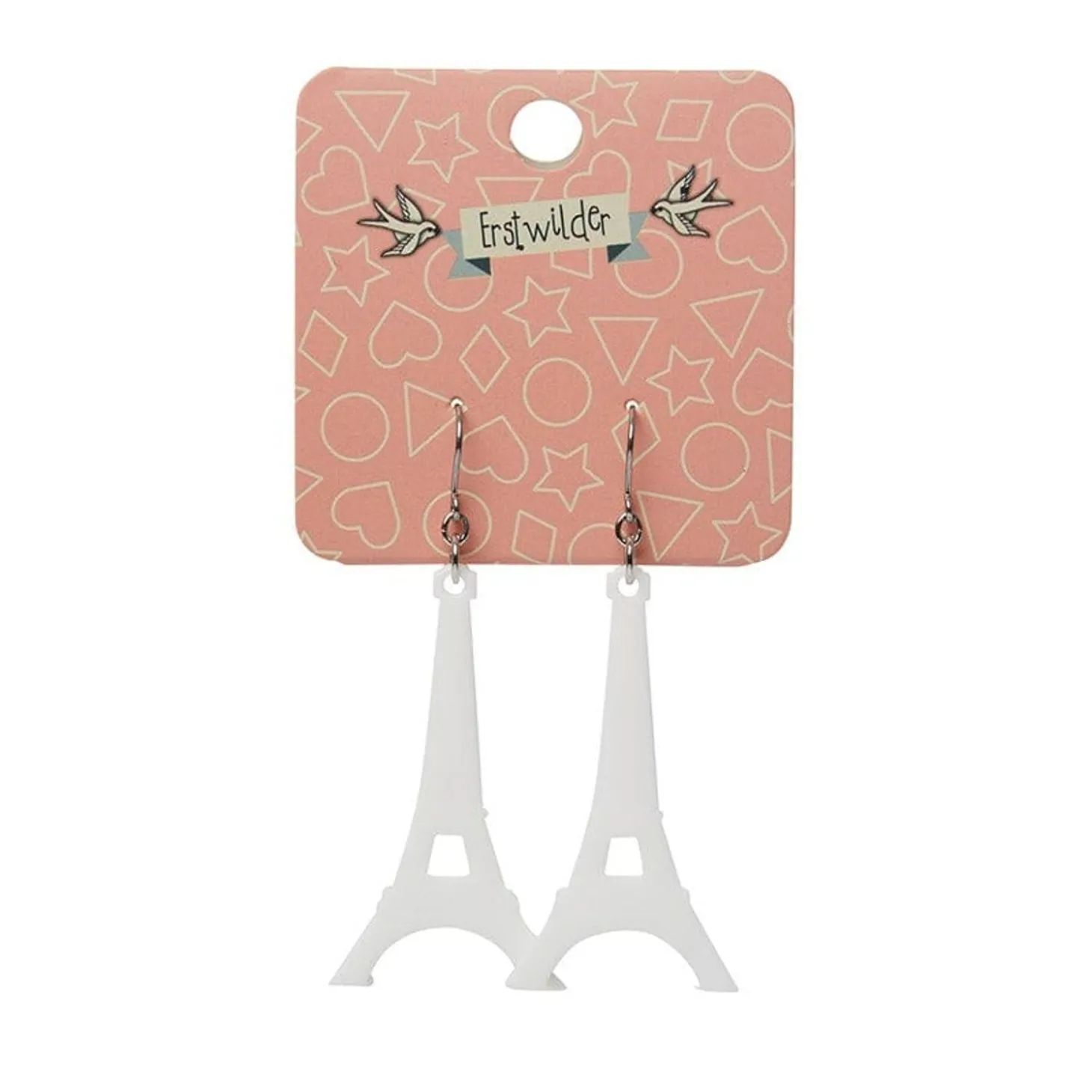 Eiffel Tower Solid Resin Drop Earrings - White