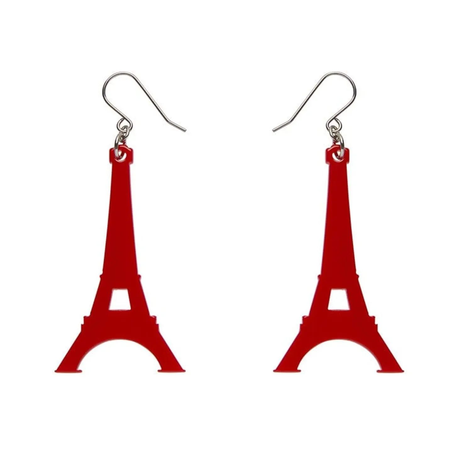 Eiffel Tower Solid Resin Drop Earrings - Red