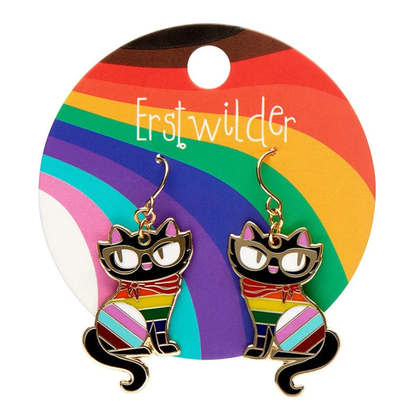 Elissa The Rainbow Cat Enamel Drop Earrings
