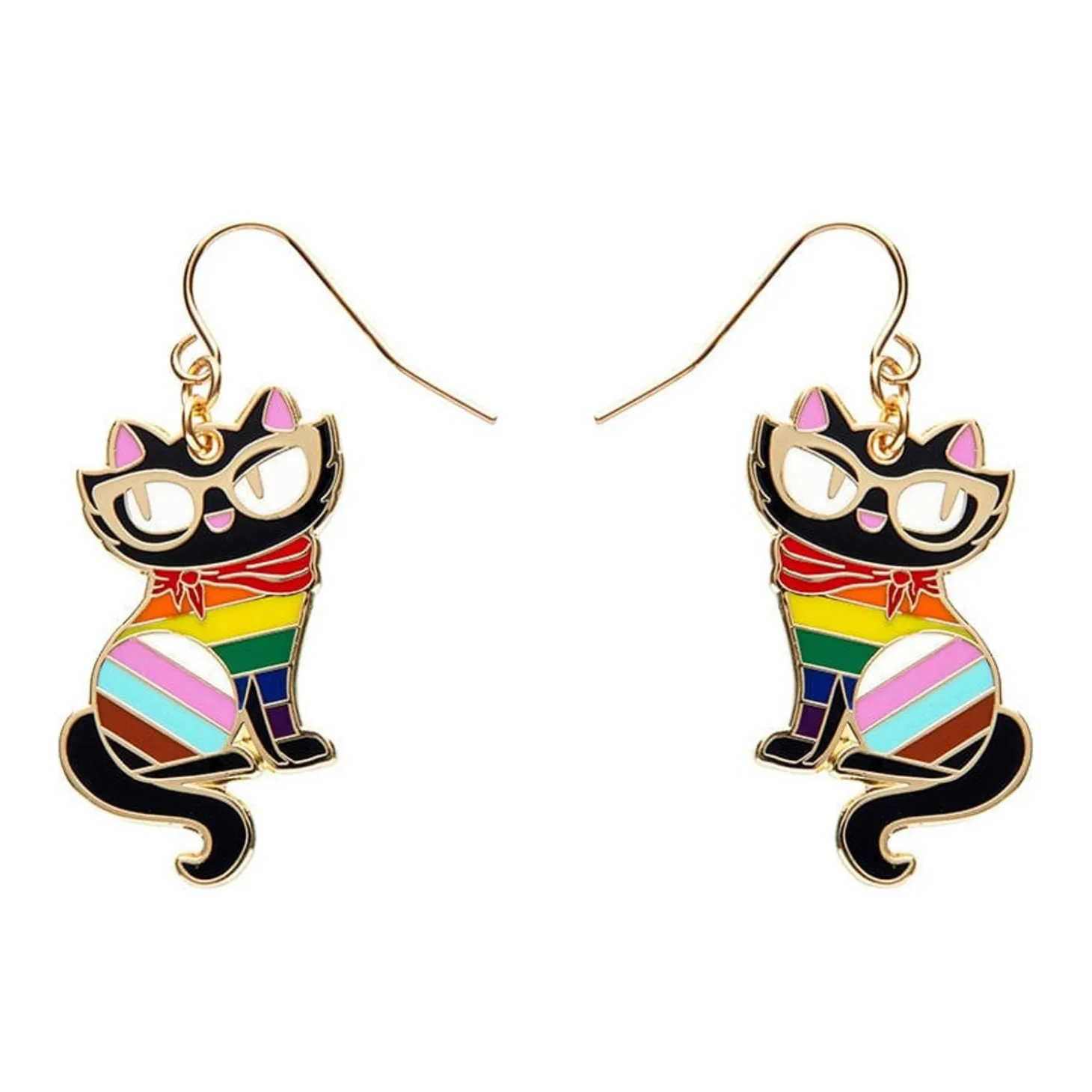 Elissa The Rainbow Cat Enamel Drop Earrings
