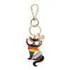 Elissa The Rainbow Cat Enamel Key Ring