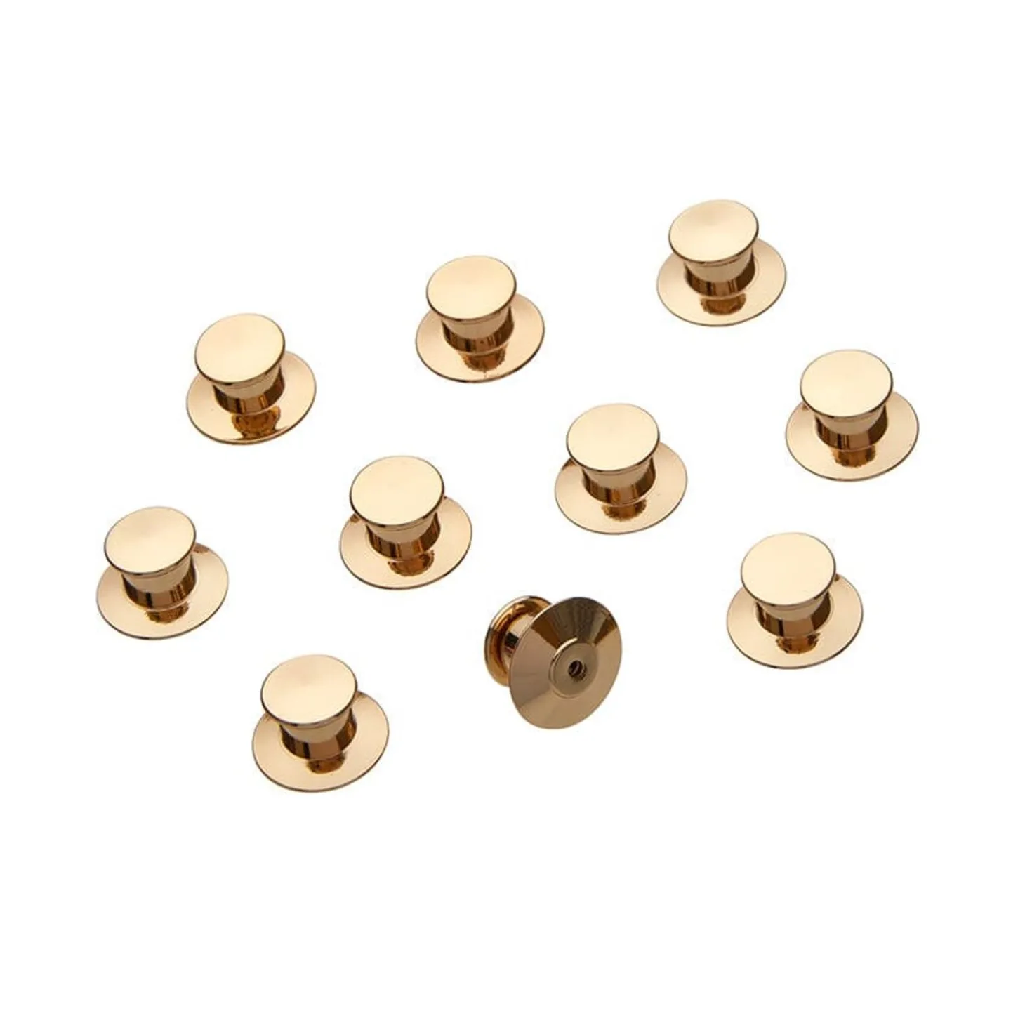 Enamel Pin Metal Locking Clasp 10-Pack - Gold