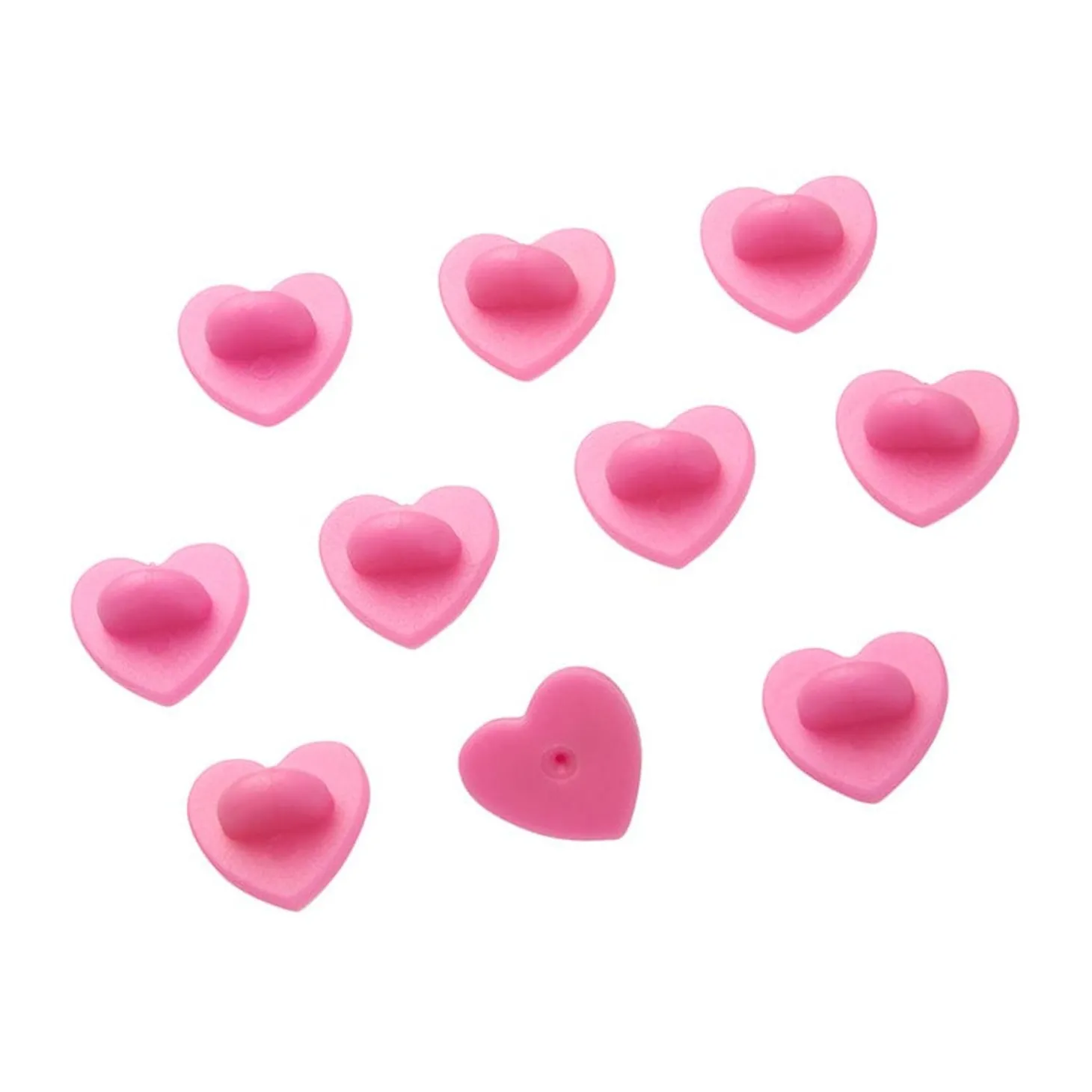Enamel Pin Rubber Heart Locking Clasp 10-Pack - Pink