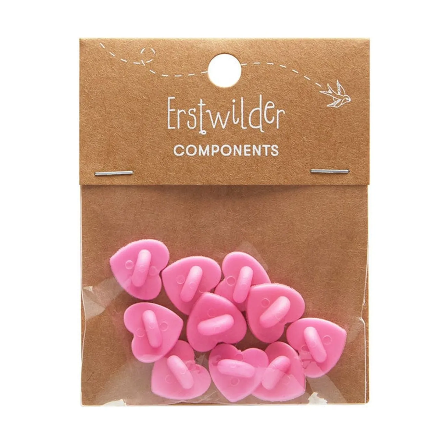 Enamel Pin Rubber Heart Locking Clasp 10-Pack - Pink