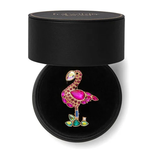 Flamboyant Flamingo Funk Stone Set Crystal Brooch