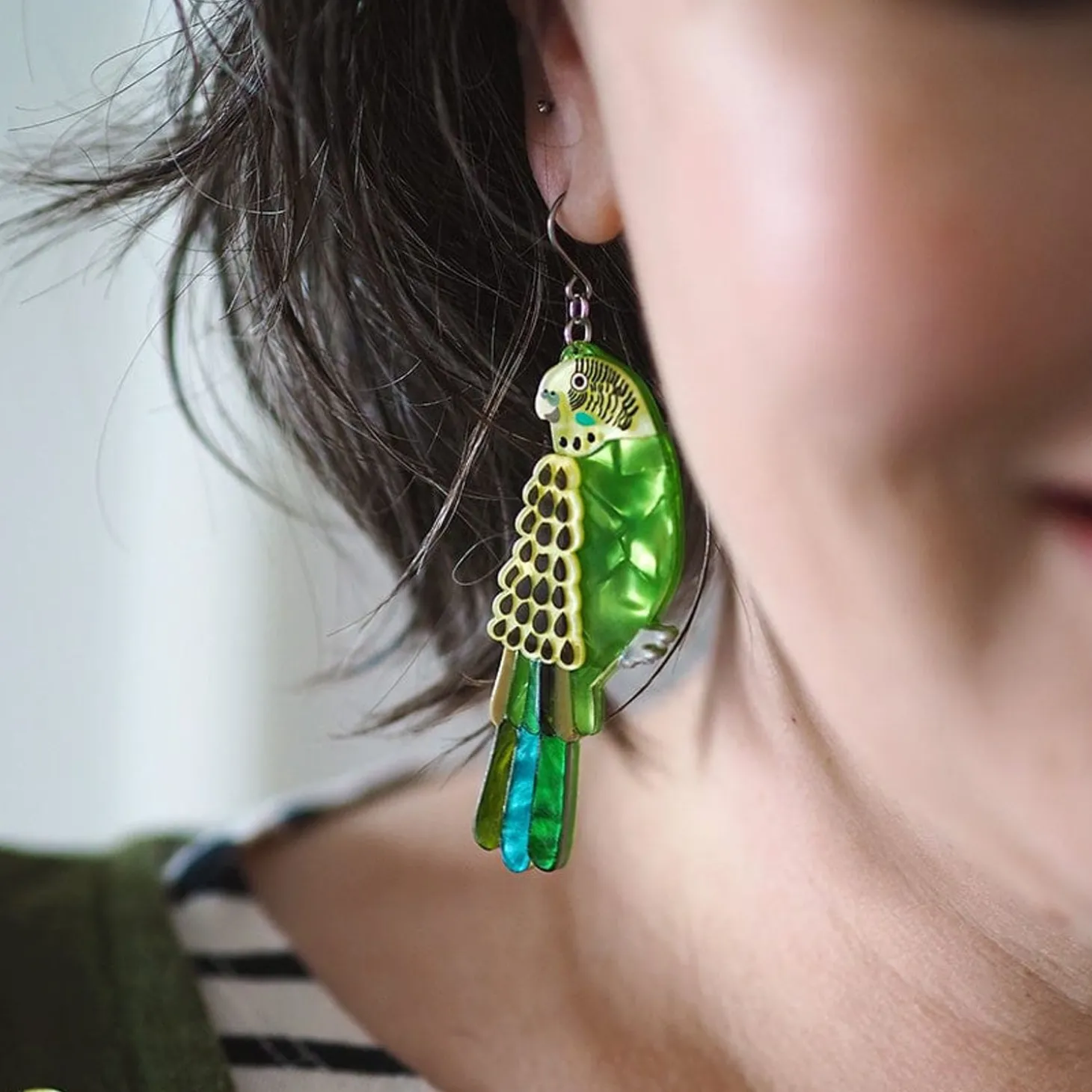 Flossie The Budgie Drop Earrings