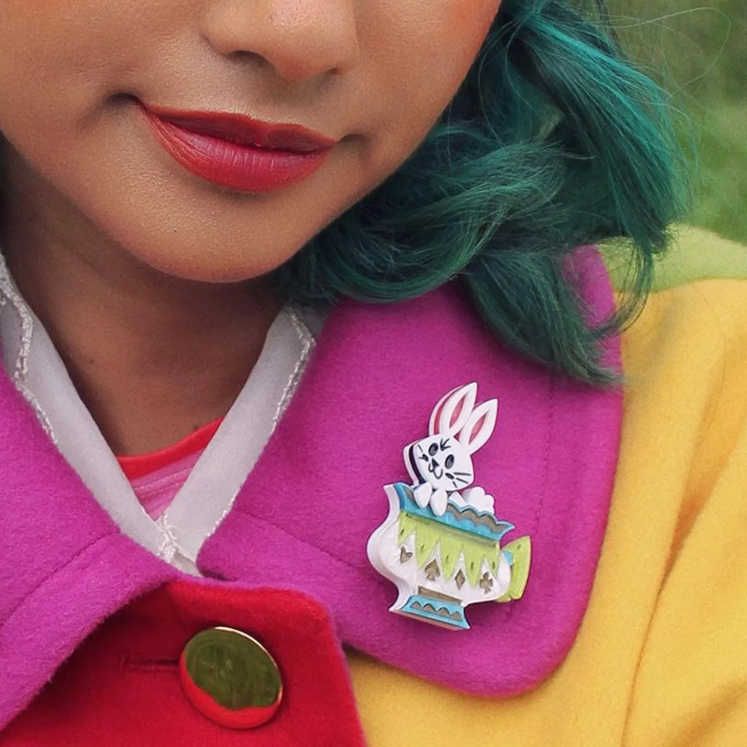 Follow The White Rabbit Brooch