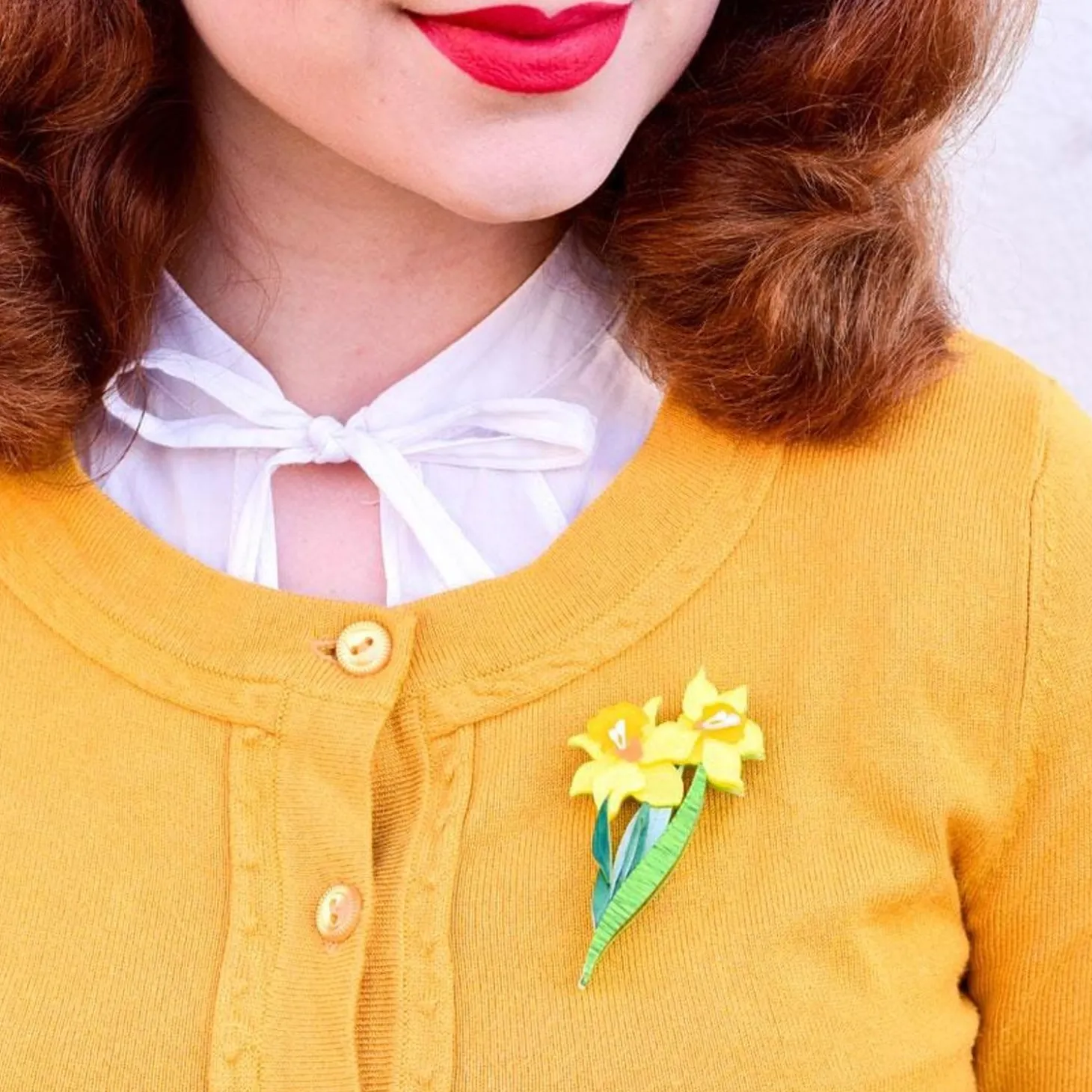 Garden Goddess Daffodil Brooch