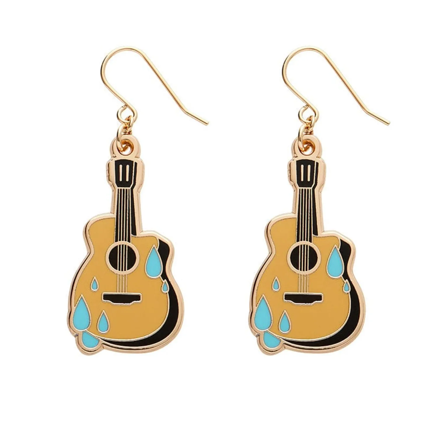 Guitar Blues Enamel Drop Earrings