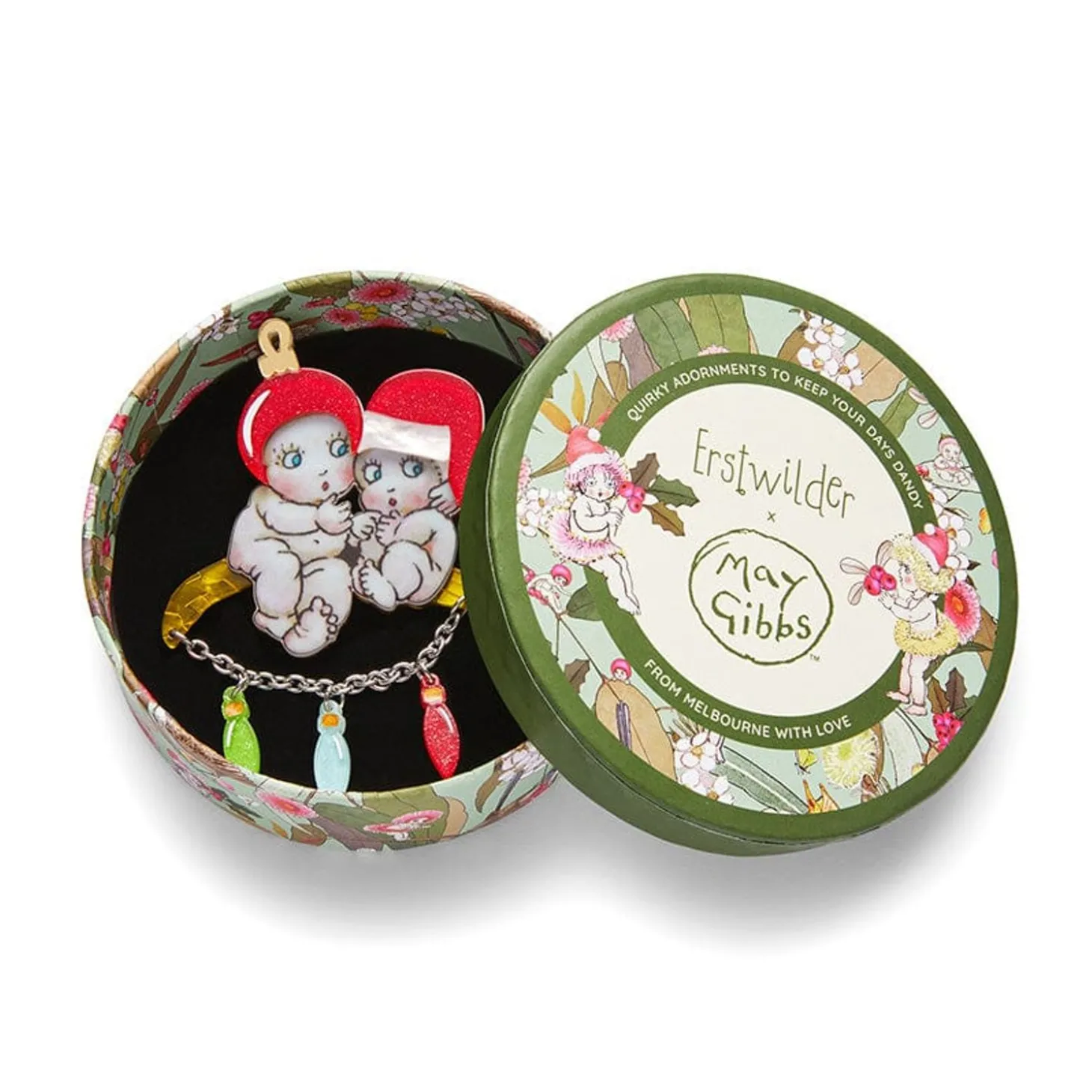 Gumnut Christmas Cuddles Brooch