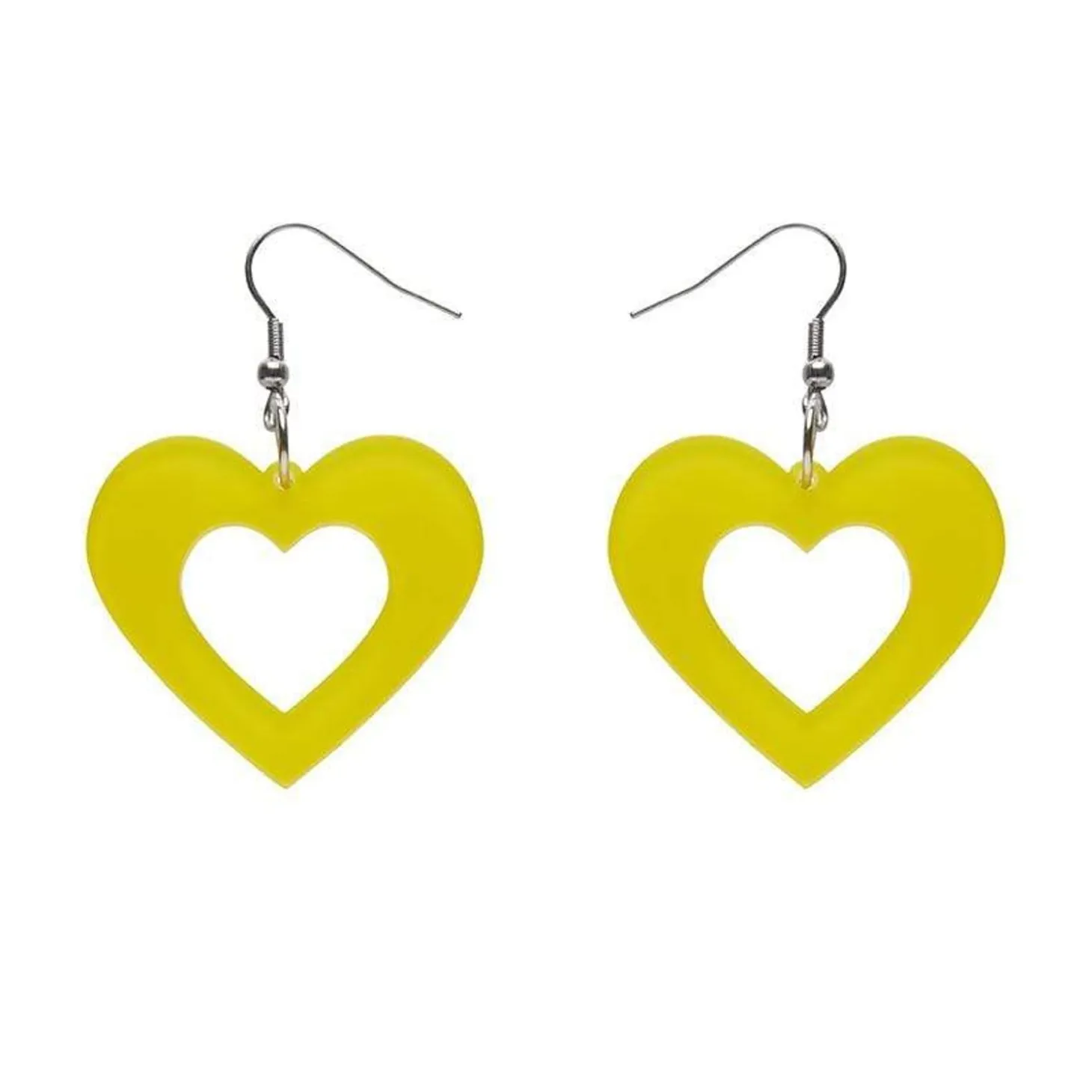 Heart Bubble Resin Drop Earrings - Yellow