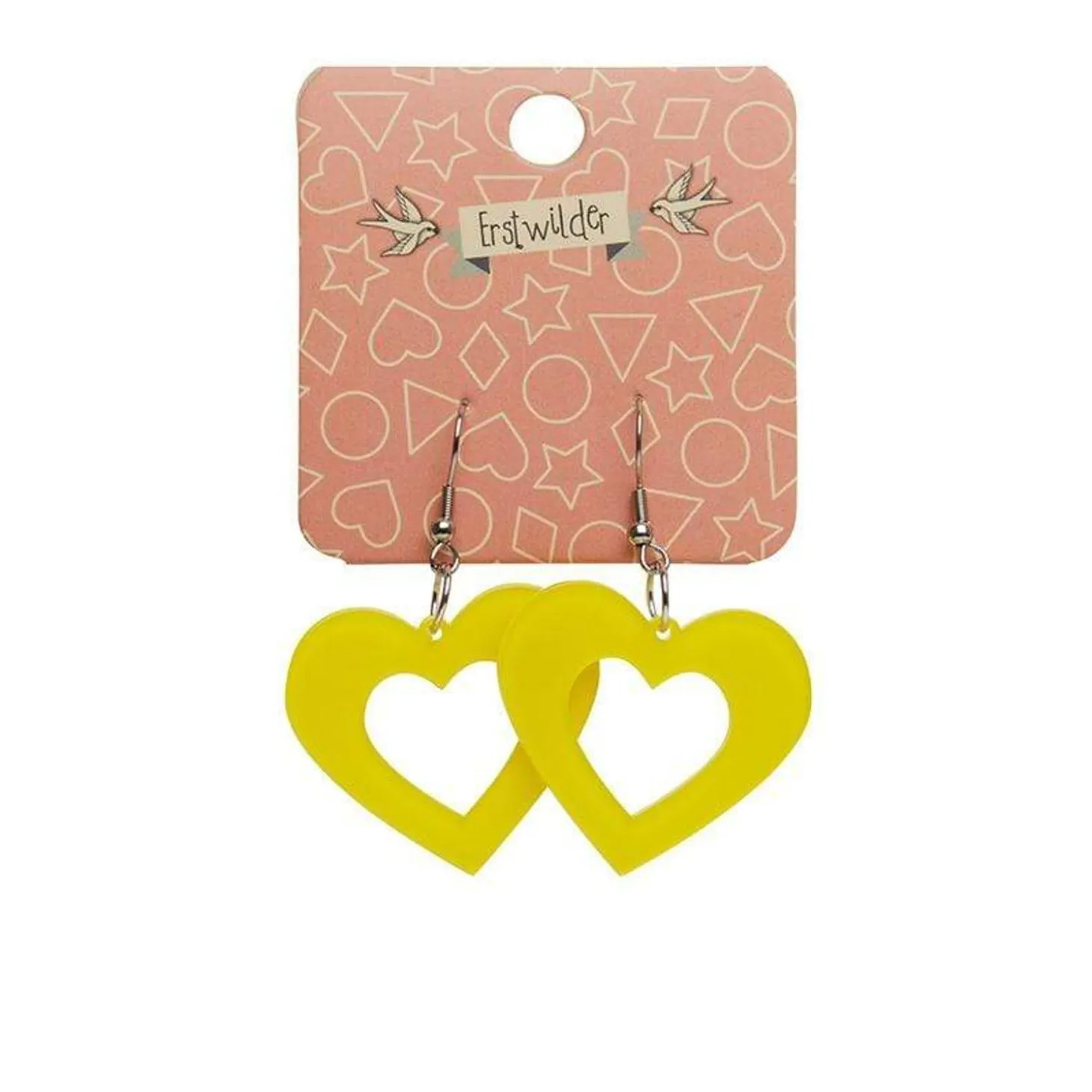 Heart Bubble Resin Drop Earrings - Yellow