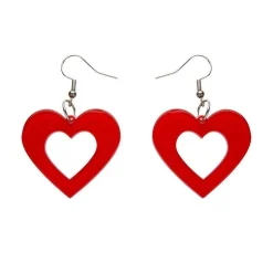 Heart Bubble Resin Drop Earrings - Red