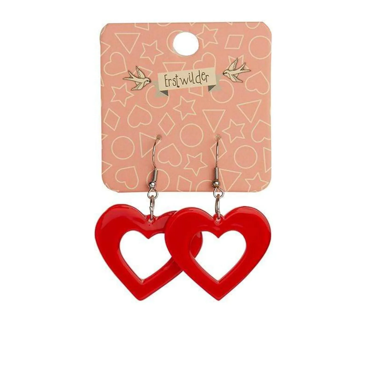 Heart Bubble Resin Drop Earrings - Red