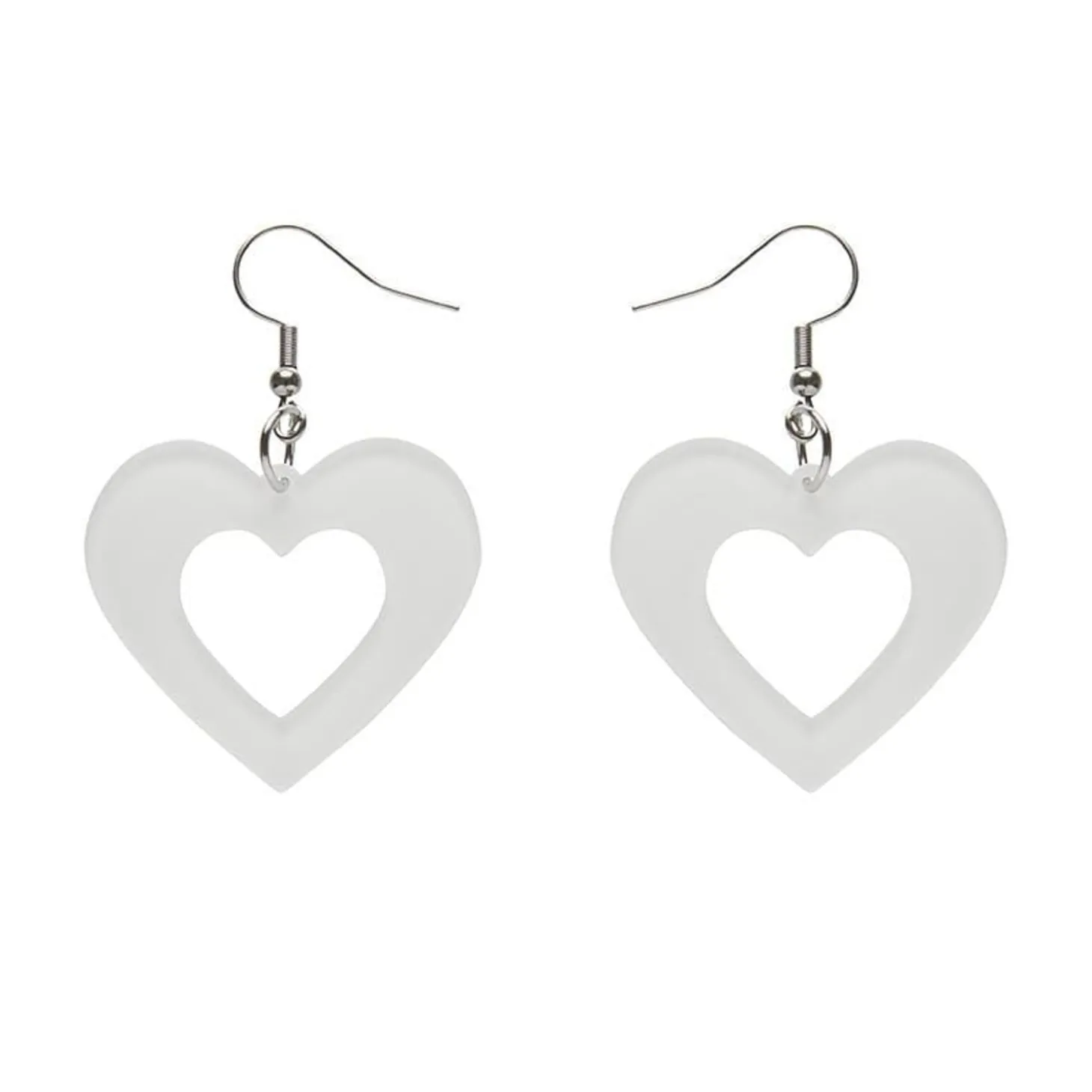 Heart Bubble Resin Drop Earrings - White