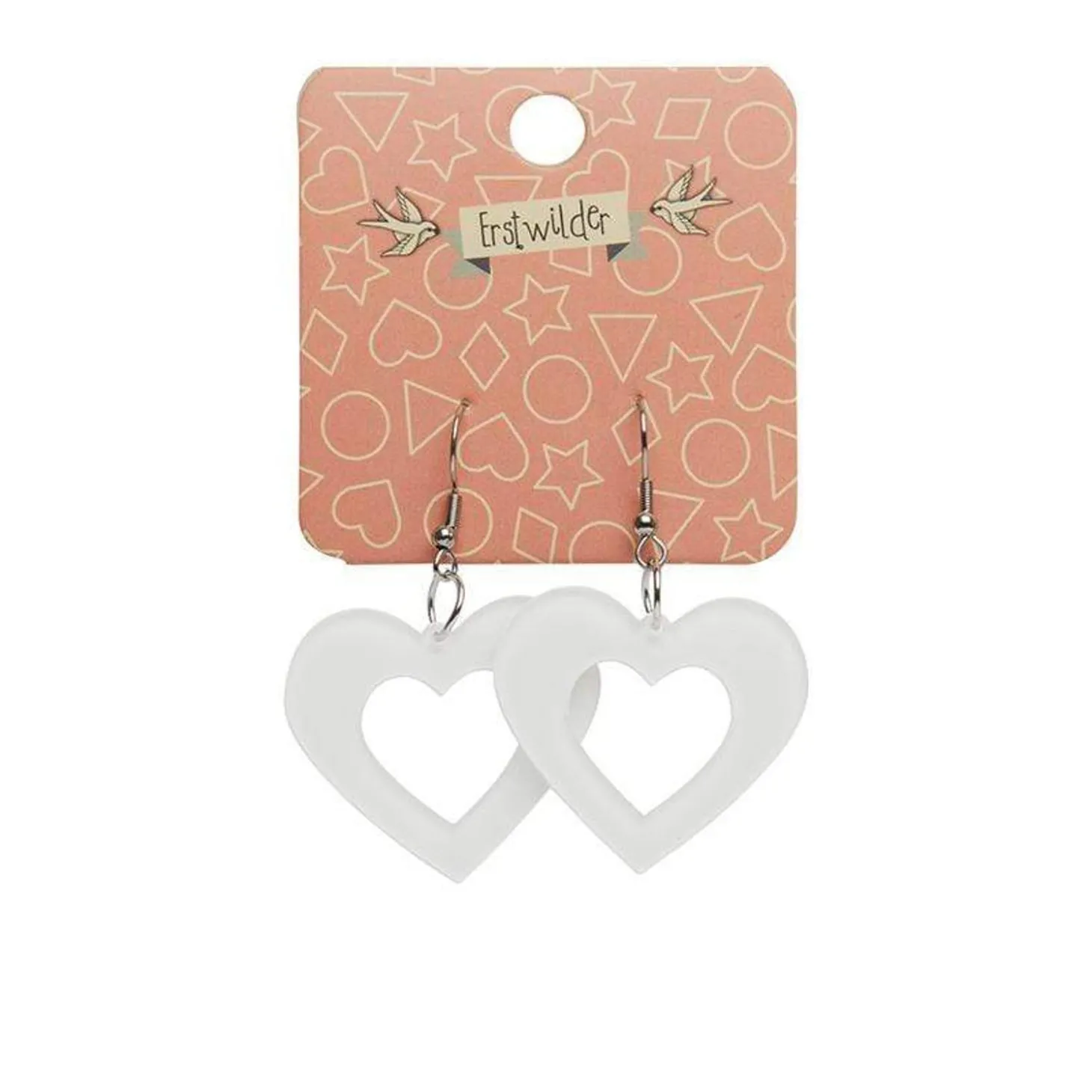 Heart Bubble Resin Drop Earrings - White