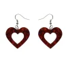Heart Lava Resin Drop Earrings - Red