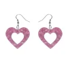 Heart Ripple Resin Drop Earrings - Mauve