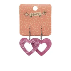 Heart Ripple Resin Drop Earrings - Mauve