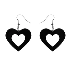 Heart Solid Resin Drop Earrings - Black