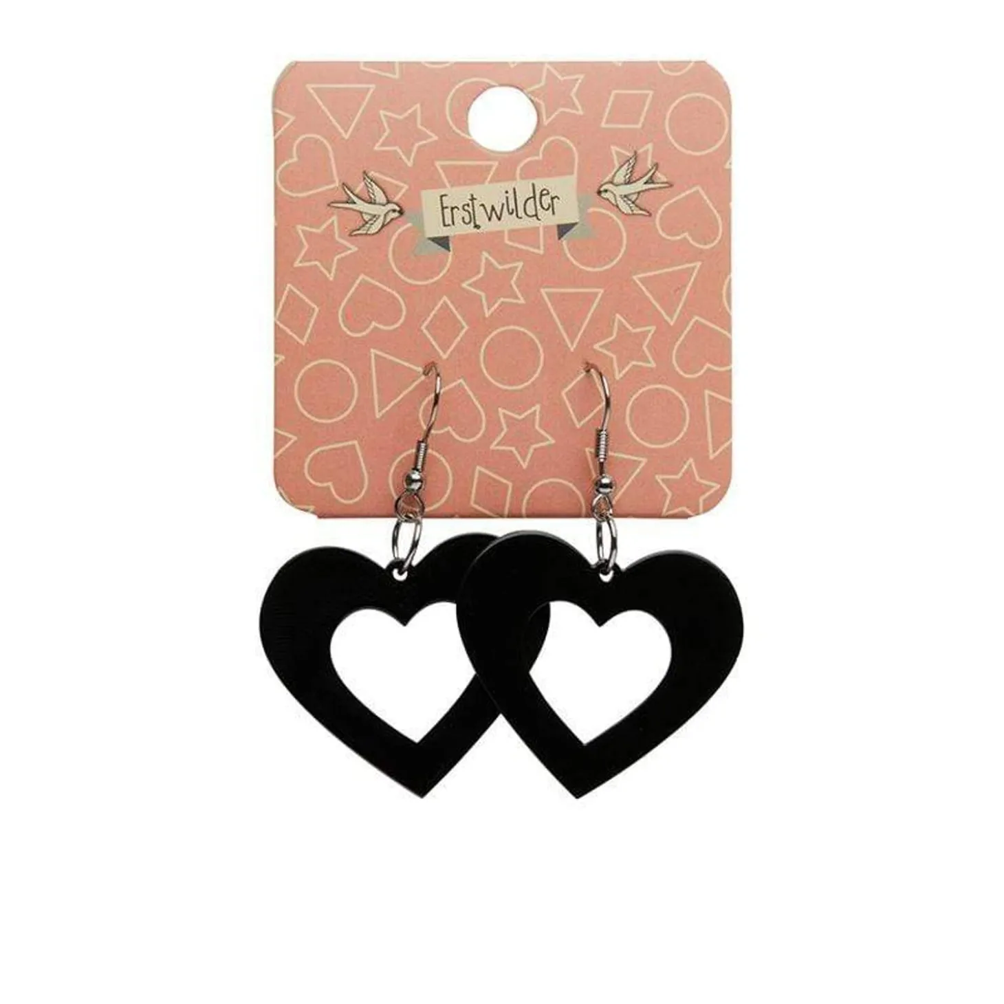 Heart Solid Resin Drop Earrings - Black