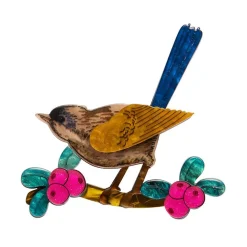 Holly Wagtail Brooch
