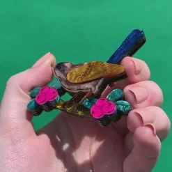 Holly Wagtail Brooch