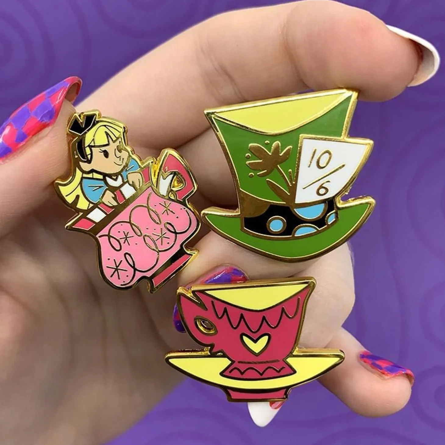 Kitchy Witch Alice'S Wonderland Teaparty Pin Pack - 3 Piece