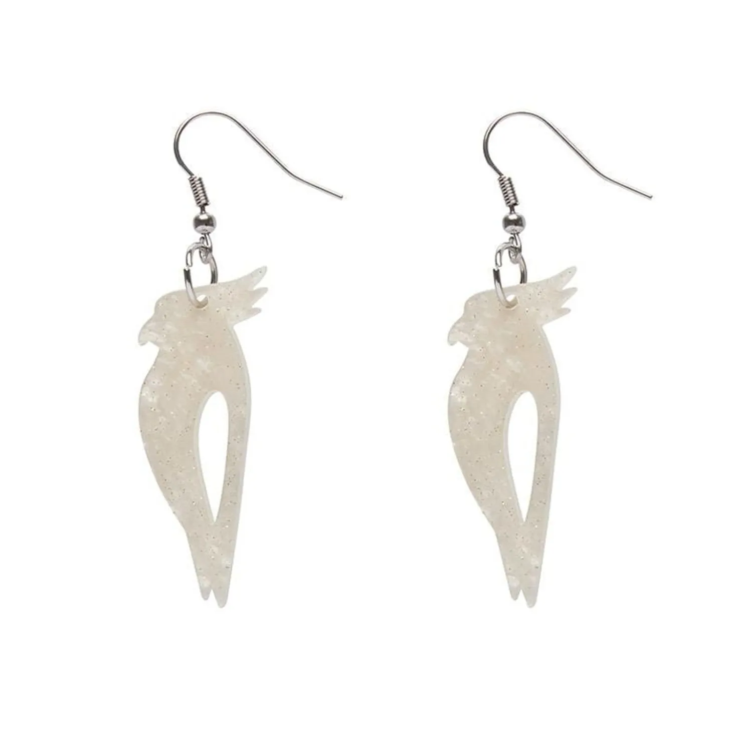 Kookaburra Ripple Glitter Resin Drop Earrings - Cream