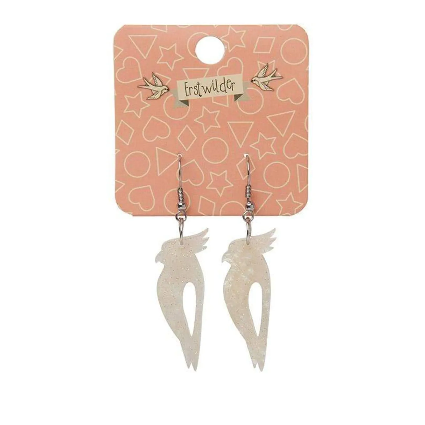 Kookaburra Ripple Glitter Resin Drop Earrings - Cream