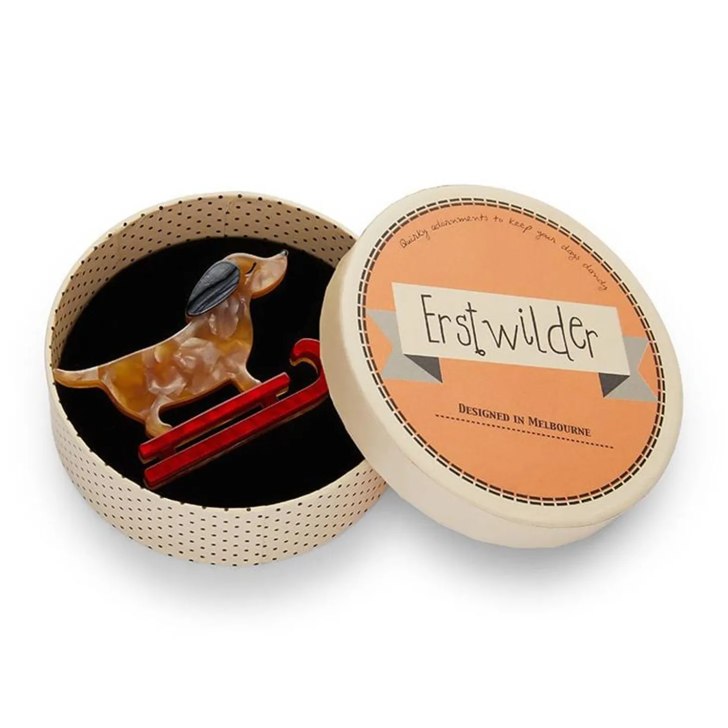 Little Red The Puppy Sled Brooch
