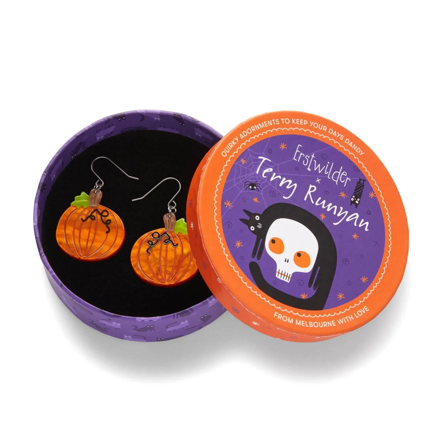 Midnight Magic Pumpkin Drop Earrings